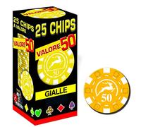 Modiano 25 Chips 14 g Giallo Valore 50 Texas Hold'em Poker Carte Gioco