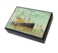 Modiano 3075756 Confezione In Legno 2 Mazzi Nave Ocean