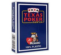 Modiano - Blue Texas Hold'em Poker 100% Plastic Playing Cards, 2 Corner, Jumbo Index