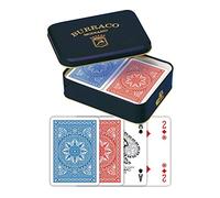 Modiano- Carte da Burraco in Scatola di Latta, Colore Blu, 3076001