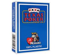 Modiano Carte Texas Poker 3005466 – Plastica 100% – 2 semi/numeri angolari, Jumbo Index Azzurro