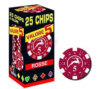 Modiano Confezione 25 Chips 14g Rosso Valore 5 Texas Hold'em Poker Carte Gioco