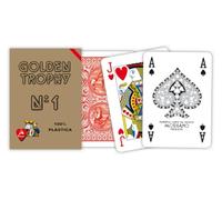 Modiano Poker Golden Trophy Rosso - Carte da Ramino e Poker 100% Plastica - Ideali per Burraco Canasta Scala 40 Solitari - 100% Made in Italy