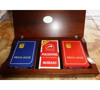 MODIANO - Scatola / Custodia con Asola per 3 Mazzi di Carte - in Legno di Noce