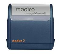 Modico Timbro Personalizzato Preinchiostrante - Impronta 11x37 mm, Inchiostro Vari Colori, Max 2 Righe (Montatura Blu)