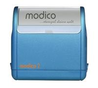 Modico Timbro Personalizzato Preinchiostrante - Impronta 11x37 mm, Inchiostro Vari Colori, Max 2 Righe (Montatura Azzurra)