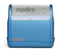 Modico Timbro Personalizzato Preinchiostrante - Impronta 24x63 mm, Inchiostro Vari Colori, Max 6 Righe (Montatura Azzurra)