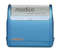 Modico Timbro Personalizzato Preinchiostrante - Impronta 52x15 mm, Inchiostro Vari Colori, Max 4 Righe (Montatura Azzurra)