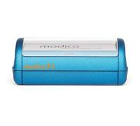 Modico Timbro Personalizzato Preinchiostrante Tascabile - Impronta 15x49mm, Inchiostro Vari Colori, Max 4 Righe (Montatura Azzurra)