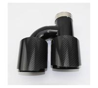 Modifica Auto Universale Dual Nero Lucido Tubo Di Scarico Per Automobili SILENZIATORE Tubo Punta Di Scarico In Fibra Di Carbonio Tubo Di Scappamento(Right 54mm out 89mm)