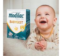 Modilac - Babygest, Integratore alimentare per neonati - Compatibile con latte infantile e latte materno - Probiotico e lattoferrina* - Dalla nascita - 20 bastoncini di polvere da diluire