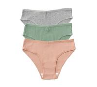 MODINK Mutande Donna Cotone 3pz Semplice Biancheria Intima del Cotone per Le Donne Colore Solido Comfort Brief Donne Mutandine Traspiranti Sport Bikini-Grigio Verde Scuro P-xxl-3pcs