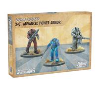 Modiphius Intrattenimento: Fallout: Wasteland Warfare - Unaligned: X-01 Power Armor - 3 Figure, Miniature non dipinte, basi sceniche, miniature da tavolo