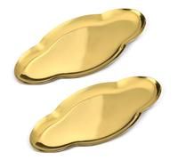 Modixun 2 Pz Vassoio Dei Monili In Acciaio Inox, 23cm Carino Cloud Bagno Decorativo Vassoio Trinket Piatto, Anello Piatto Vanità Vassoio per Profumo Chiave Candela Estetica Camera Decor (Oro)
