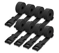 Modixun 8 cinghie di utilità con fibbia a sgancio rapido, cinghie in nylon regolabili da 1,5 m, cinghie di ancoraggio in nylon, per zaini, sacco a pelo, imballaggio bagagli, nero