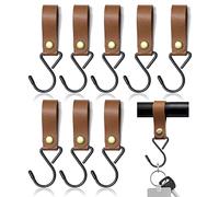 Modixun 8 ganci a S in pelle, ganci a forma di S per appendere, clip da campeggio, supporti per passeggino, chiusure in pelle per cappotti, asciugamani, cucina, bagno, marrone