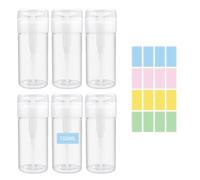 Modixun Confezione da 6 dispenser per rimuovere lo smalto, dispenser di alcol con chiusura a pressione, contenitore vuoto per liquidi con adesivi, per struccante, acqua micellare, toner, 100 ml