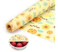 Modixun Rotolo di cera d'api riutilizzabile, 100 cm x 33 cm, per alimenti, grande carta per alimenti in cera d'api, per panini, panini, ciotole, girasole
