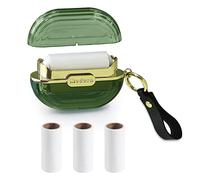 Modixun Rullo per pelucchi portatile da viaggio a doppia faccia con cinturino, mini depilatore appiccicoso riutilizzabile per cani, dispositivo di rimozione pelucchi per vestiti & 4 ricariche, verde