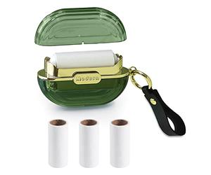 Modixun Rullo per pelucchi portatile da viaggio a doppia faccia con cinturino, mini depilatore appiccicoso riutilizzabile per cani, dispositivo di rimozione pelucchi per vestiti & 4 ricariche, verde