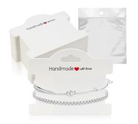 Modixun Set di 70 biglietti espositori per braccialetti con sacchetti trasparenti, confezione per braccialetti per piccole imprese, gioielli da appendere, forniture aziendali per vendere braccialetti