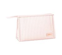 Modixun Trucco Bag Travel Cosmetic Bag, Super Soft Leather Impermeabile Make Up Bags Organizer, Grande Apertura Carina Skincare Toilettry Bag Pouch con maniglia per le donne (Rosa)