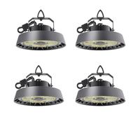 Modlicht 4 faretti LED per interni, 150 W, bianco freddo, 5000 K, angolo di diffusione 90°, UFO Highbay industriale, IP65, per magazzini, officine/garage