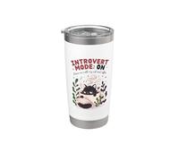 Modo introverso su gatto e caffè Cozy Cat in Mug Art Bicchiere termico in acciaio inox doppia parete