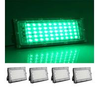 MODOAO Luci di inondazione per esterni, confezione da 4 pezzi, 50 W, 4800 lm, LED verdi, impermeabili IP66, per cortile, giardino, garage, prato, corte