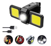 MODOAO Mini torce LED COB portatili, luce da lavoro COB portachiavi, lampada pieghevole a 90°, impermeabile IPX5, torcia portachiavi ricaricabile con base magnetica, per pesca, campeggio,