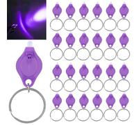 MODOAO Mini torcia a LED con portachiavi, confezione da 24 pezzi, portatile, ultra luminosa, alimentata a batteria, torcia UV con portachiavi, per passaporto, carta d'identità, valuta e illuminazione