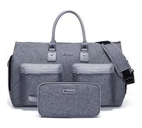 Modoker - Borsone convertibile per indumenti con tracolla, per uomo e donna, 2 in 1, da appendere, Grigio erica, 45L US, Morbido