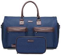 Modoker - Borsone convertibile per indumenti con tracolla, per uomo e donna, 2 in 1 da appendere, valigia da viaggio, Blu, 45L, Morbido