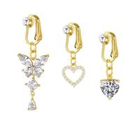 MODRSA Piercing Ombelico Finto Cuore Donna Finto Piercing Ombelico Clip Farfalle False Ombelico Pendente Luna Non Piercing Gioielli