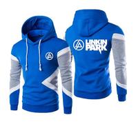 MODRYER Felpa con Cappuccio da Uomo per Linkin Park in Pile Calda Invernale Felpe con Cappuccio Casual A Maniche Lunghe con Coulisse,Blue-L