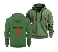 MODRYER Felpe con Cappuccio da Uomo Felpa con Zip 1/4 per Linkin Park Calda Hoodie A Maniche Lunghe Sweatshirt Autunnale Casual da Esterno con Logo E Tasche,Grass Green-3x_l