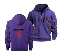 MODRYER Felpe con Cappuccio da Uomo Felpa con Zip 1/4 per Linkin Park Calda Hoodie A Maniche Lunghe Sweatshirt Autunnale Casual da Esterno con Logo E Tasche,Purple-5x_l
