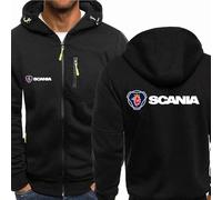 MODRYER Felpe con Cappuccio da Uomo per Scania Felpa Antivento Termica con Cappuccio Giacca Invernale Cappotti Spessi con Cappuccio Softshell Giacche Antivento,Black-L