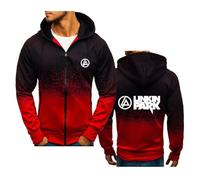 MODRYER Felpe con Cappuccio Uomo per Linkin Park Giacca con Cerniera Coulisse Maniche Lunghe Abbigliamento Sportivo Casual Felpa con Cappuccio Felpe con Tasche,Red-Adults/XL