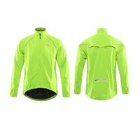 MODRYER Giacca Antipioggia da Ciclismo Uomo Manica Lunga Antivento Softshell da Corsa Ad Alta visibilità Riflettente per Ciclismo MTB Bici Impermeabile per Sport all'Aria Aperta,Green-XXL