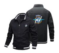MODRYER Giacca con Cerniera da Uomo per MV Agusta Giacca Bomber Leggera Casual Manica Lunga Giacca A Vento Moda Golf Cappotto Primavera Autunno Lavoro Abito Top da Lavoro,Black-4XL