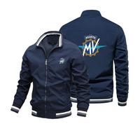 MODRYER Giacca con Cerniera da Uomo per MV Agusta Giacca Bomber Leggera Casual Manica Lunga Giacca A Vento Moda Golf Cappotto Primavera Autunno Lavoro Abito Top da Lavoro,Blue-M