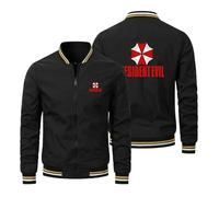 MODRYER Giacca con Logo da Uomo per Resident Cappotti Primaverili con Cerniera per Evil Casual Manica Lunga Capispalla Stampati per Umbrella Giacche Bomber Antivento Leggere,Black-3XL
