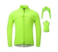 MODRYER Giacca da Ciclismo 2 in 1 da Donna Impermeabile da Corsa da Ciclismo MTB Leggera Antivento Antipioggia Giacche da Bici con Maniche Rimovibili,Green-XS