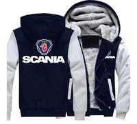 MODRYER Giacca in Pile da Uomo con Cappuccio E Cerniera Intera per Scania Felpe con Cappuccio Cappotti Invernali Caldi E Spessi Giacche da Esterno Morbide E Pesanti con Tasche,Navy Blue-M