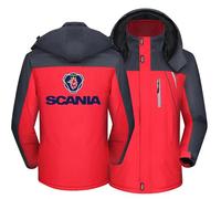 MODRYER Giacca in Pile da Uomo per Scania Giacca da Sci E Neve Impermeabile Termica Antivento Spessa Calda Invernale Imbottita Parka Impermeabile da Esterno,Red-3XL