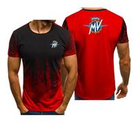 MODRYER Magliette Girocollo A Maniche Corte da Uomo per MV Agusta Maglietta Sportiva Traspirante con Logo Canottiera Tuta da Allenamento per Palestra E Corsa,Red-L