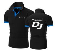 MODRYER Polo da Uomo A Maniche Corte per Pioneer DJ Magliette Estive Ad Asciugatura Rapida per DJ Professionisti Traspiranti Anti-umidità Polo da Golf Palestra Magliette Sportive,Black-XL
