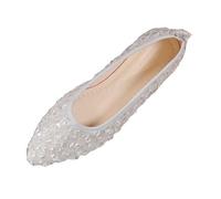 MODSGUE Ballerine da donna, eleganti paillettes lucide, ballerine piatte in pizzo con brillantini, comode feste, matrimoni, classiche, scarpe estive, l, 38 EU