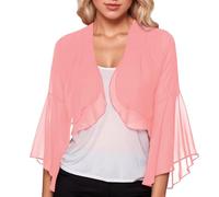 MODSGUE Bolero - Giacca a spalla da donna, elegante, in chiffon, maniche a 3/4, tinta unita, perfetta con tutti i tipi di abito da cocktail, RD2, L